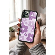 Snacase Apple iPhone 11 Pro Uyumlu Mor Çiçekler Tasarımlı Parlak Premium Kılıf