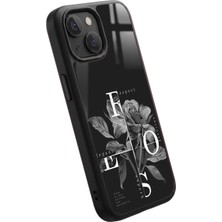 Snacase Apple iPhone 13 Mini Uyumlu Siyah Beyaz Gül Tasarımlı Glossy Premium Kılıf