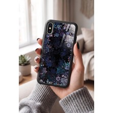 Snacase Apple iPhone Xs Max Uyumlu Mavi Çiçek Tasarımlı Parlak Premium Kılıf