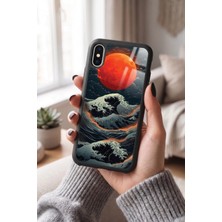 Snacase Apple iPhone x / Xs Uyumlu Büyük Kırmızı Ay Tasarımlı Glossy Premium Kılıf