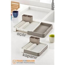tp Buğz Açılır-Kapanır Bulaşıklık - Bulaşık Durulama Sepeti Tabaklık Bulaşık Kurutmalık Latte