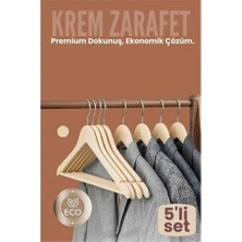 tp Buğz 5'li Lüks Krem Elbise Ceket Askısı - Ergonomik & Kaymaz Plastik Askı Seti -  Ahşap Görünümlü 722531