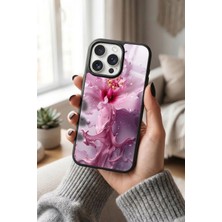 Snacase Apple iPhone 16 Pro Uyumlu Pembe Çiçek Tasarımlı Glossy Premium Kılıf