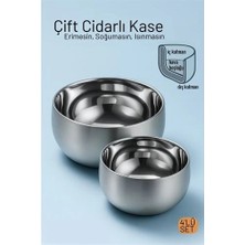 tp Buğz Çift Cidarlı Isı Yalıtımlı 4'lü Lüks Kase Seti (16CM & 18CM) Premium 304 Paslanmaz Çelik 722668