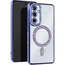 Belirtilmemiş Samsung Galaxy A17 5g Joke Simli Magneticsafe Kılıf - Mavi