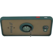 Belirtilmemiş Samsung Galaxy J7 Prime Kılıf Montreal Yüzüklü Silikon Kapak - Yeşil