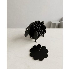 Linea Craft Koyun Standlı 6'lı Bardak Altlığı-Siyah
