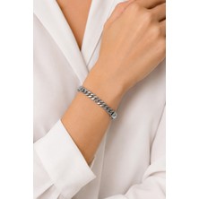 Balenbi Jewelry Kadın Gümüş Renk Kalın Gurmet Zincir Kararmaz Çelik Bileklik 1097
