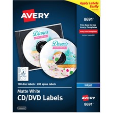 Avery CD Labels - 100 Disc Labels & 200 Spine Labels