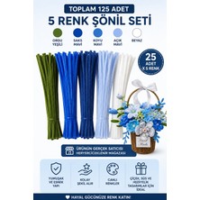 Hobialem 125 Adet 5'li Mavi Tonları Şönil Seti (Saks Mavi,koyu Mavi,ordu Yeşili,açık Mavi, Beyaz)