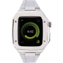 Sepetopia Apple Watch 45MM Metal Petek Kasalı Kordon - Gümüş