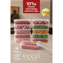Ucco 10 Adet 500 ml Buzluk Mikrodalga Saklama Kabı Seti 10 ADET Pratik Buzdolabı Mutfak Organizeri