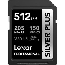 Lexar 512GB Silver Plus Sd Uhsi V30 U3 205MB/S Hafıza Kartı