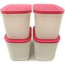 Tupperware Dondurucu Kabı 1,1 L Beyaz-Pembe (4) Kap Buz Kristali Buz Kristali