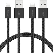 Belkin 2'li Örgülü Usb-A - Lightning Kablo, 1,5 M, Yumuşak, Esnek ve Hızlı Şarj Kablosu, Iphone 14 V
