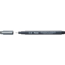 Pentel Pointliner S20P-8A, Fineliner, Siyah, Suya Dayanıklı ve Solmaz, 0,8 mm