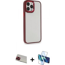 Pileli Store Pilelistore™ iPhone 13 Pro Max Kılıf Eksen Doku Prime - Siyah 3D Antistatik Cam Ekran Koruyucu + Rainbow Kamera Lens Koruma Cam - Kı