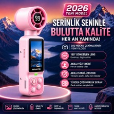 Azurtech Akıllı El Gimbali Kamera | Dahili Soğutma Fanlı, 180° Dönebilen Lens, Yüz Takibi, Ekranlı Vlog Kamerası