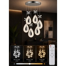 DAMLA KROM 6LI 3 REK LED ISIKLI Modern Sarkıt Mutfak Oturma Odası Salon Sarkıt Avize