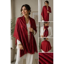 Fendii Kadın Monogram Desenli Ipek Saten Şal – Bordo