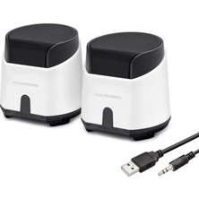 Belirtilmemiş Masaüstü Hoparlör 1+1 USB + 3.5mm - Beyaz HD6024W