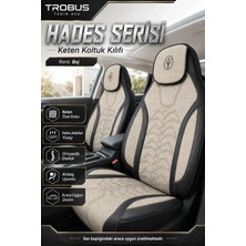 Trobus Chevrolet Cruze 2009 ve Sonrası Uyumlu Hades Serisi Keten Koltuk Kılıfı Bej Siyah