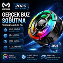 Azurtech Memo Rgb Yeni 2026 Telefon Soğutucu Fan | Aı Akıllı Sıcaklık Kontrolü, Tec Yarı Iletken Soğutma, Manyetik Mobil Oyun Soğutucu