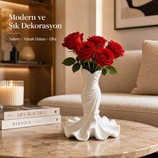BB Craft Elbise Tasarımlı Dekoratif Vazo – Modern Çiçeklik & Salon Dekorasyonu – Beyaz