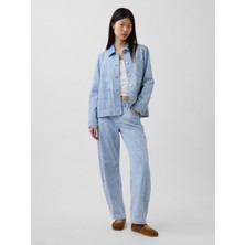 Gap Kadın Açık Mavi Low Rise Ultrasoft Barrel Jean Pantolon