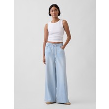 Gap Kadın Açık Mavi Mid Rise Ultrasoft Easy Baggy Jean Pantolon