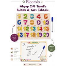 Bloomin Ahşap Çift Taraflı Bultak & Yazı Tahtası | Kalem Dahil | Eğitici Montessori Bebek Çocuk Oyuncağı