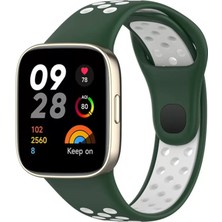 Svoria Store Xiaomi Redmi Watch 3 Spor Delikli Kordon - Haki Yeşil-Beyaz
