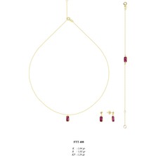 Bolek Jewellery Dikdortgen Ruby Tasli 14 Ayar Kolye
