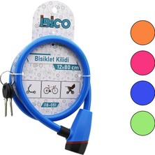 Go İthalat Anahtarlı Plastik Kafa Bisiklet Kilit Çelik Tel Renkli Kılıf 12MMX80CM (5615)
