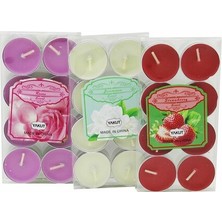 Go İthalat Renkli Tea Light 8 Parça  Mum Çilek Kokulu (5615)