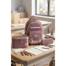 FOCUX-1396 3'lü Set Çocuk Ilkokul Ortaokul Çantası Kalemlikli Beslenme Çantalı Sırt Çantası
