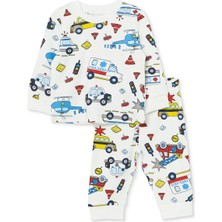 Hellobaby Erkek Bebek Pijama Takımı Taşıtlar Baskılı Bisiklet Yaka Uzun Kol Reçme