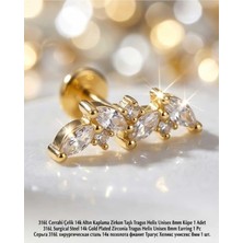 Begonia Accessories 316L Cerrahi Çelik Altın Kaplama Kararmaz Alerji Yapmaz Zirkon Taş Figür Unisex Tragus Helix Küpe Piercing AC210-27