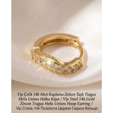 Begonia Accessories 316L Cerrahi Çelik Altın Kaplama Kararmaz Alerji Yapmaz Zirkon Taş Figür 1 Adet Unisex Minimal Halka Tragus Helix Küpe Piercing AH210-33