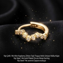 Begonia Accessories 316L Cerrahi Çelik Altın Kaplama Kararmaz Alerji Yapmaz Zirkon Taş Figür 1 Adet Unisex Minimal Halka Tragus Helix Küpe Piercing AH210-35