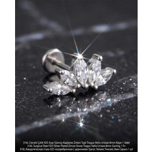 Begonia Accessories 316L Cerrahi Çelik Paslanmaz Kararmaz Alerji Yapmaz Zirkon Taşlı Figürlü Unisex Tragus Helix Küpe Piercing GC210-5