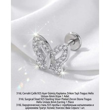 Begonia Accessories 316L Cerrahi Çelik Paslanmaz Kararmaz Alerji Yapmaz Zirkon Taşlı Figürlü Unisex Tragus Helix Küpe Piercing GC210-9