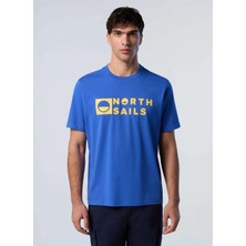 North Sails Mavi Erkek Regular Fit Logo Baskılı T-Shirt