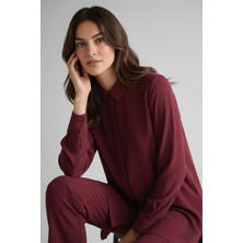 Şiir Elora Rahat Kalıp Gizli Düğmeli Terikoton Boyfriend Kadın Gömlek & Tesettür Gömlek -