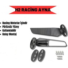 Moto Ulusoy Modifiye H2 Yarasa Racıng Kanat Ayna Takımı Katlanır 2 Vidalı Büyük Boy