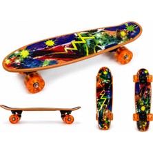 Bermuda Desenli Penny Kaykay 56 cm – Işıklı Şeffaf Tekerlekli Mini Cruiser Skateboard