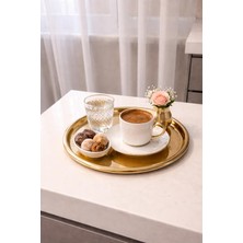Leya Home Şık Gold Metal Sunum Kahve Dekoratif Tepsi Sunumluk 23CM - 1 Adet
