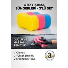 Primeaks Oto Yıkama Süngeri 3'lü Set - Çizmeyen Yüksek Emici Araba Temizlik Süngeri