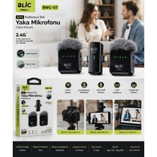 Blıc Bwc-07 Profesyonel Kablosuz Yaka Mikrofonu 2'li Set, Lightning ve Type-C Alıcılı, 20 Metre Çekim Mesafesi