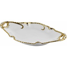 Roykıng Camelıa Gold Oval Kulplu Sunum Tabak 38*22